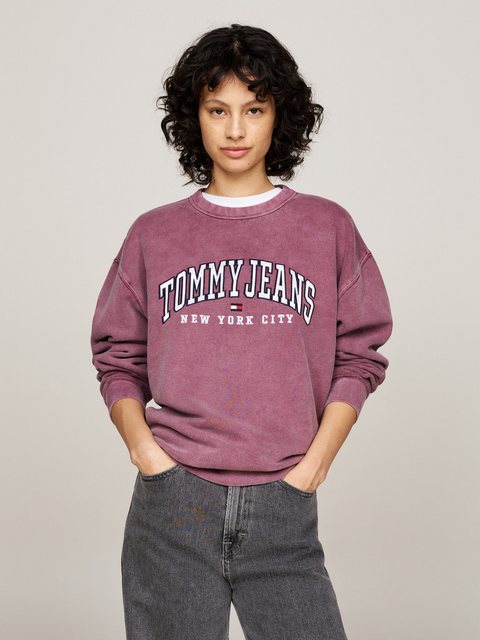 Tommy Jeans Sweatshirt TJW RLX VARSITY CREW mit Washed-Effekt, großem Logo günstig online kaufen