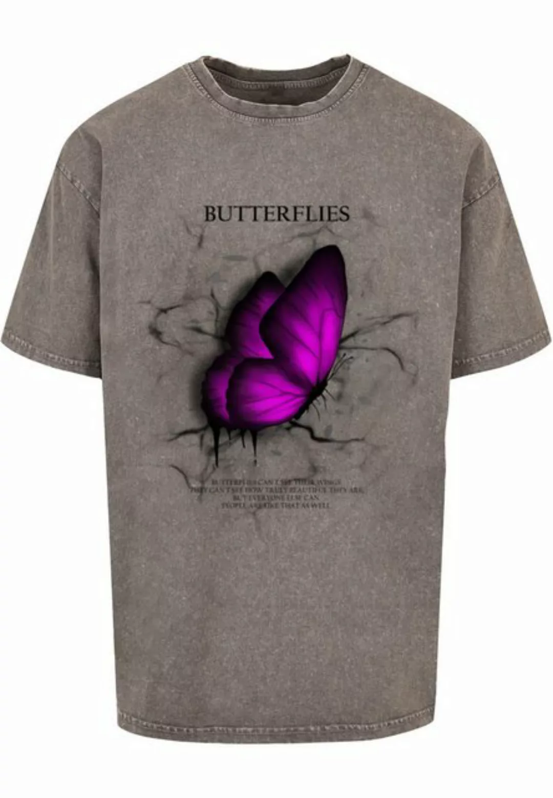 Merchcode T-Shirt Merchcode Herren Butterflies Acid Washed Heavy Oversized günstig online kaufen