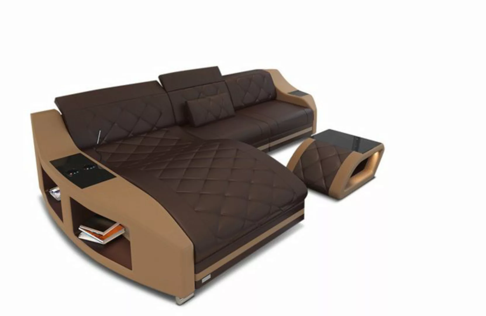 Sofa Dreams Ecksofa Couch Leder Sofa Swing L Form Ledersofa, mit LED, wahlw günstig online kaufen