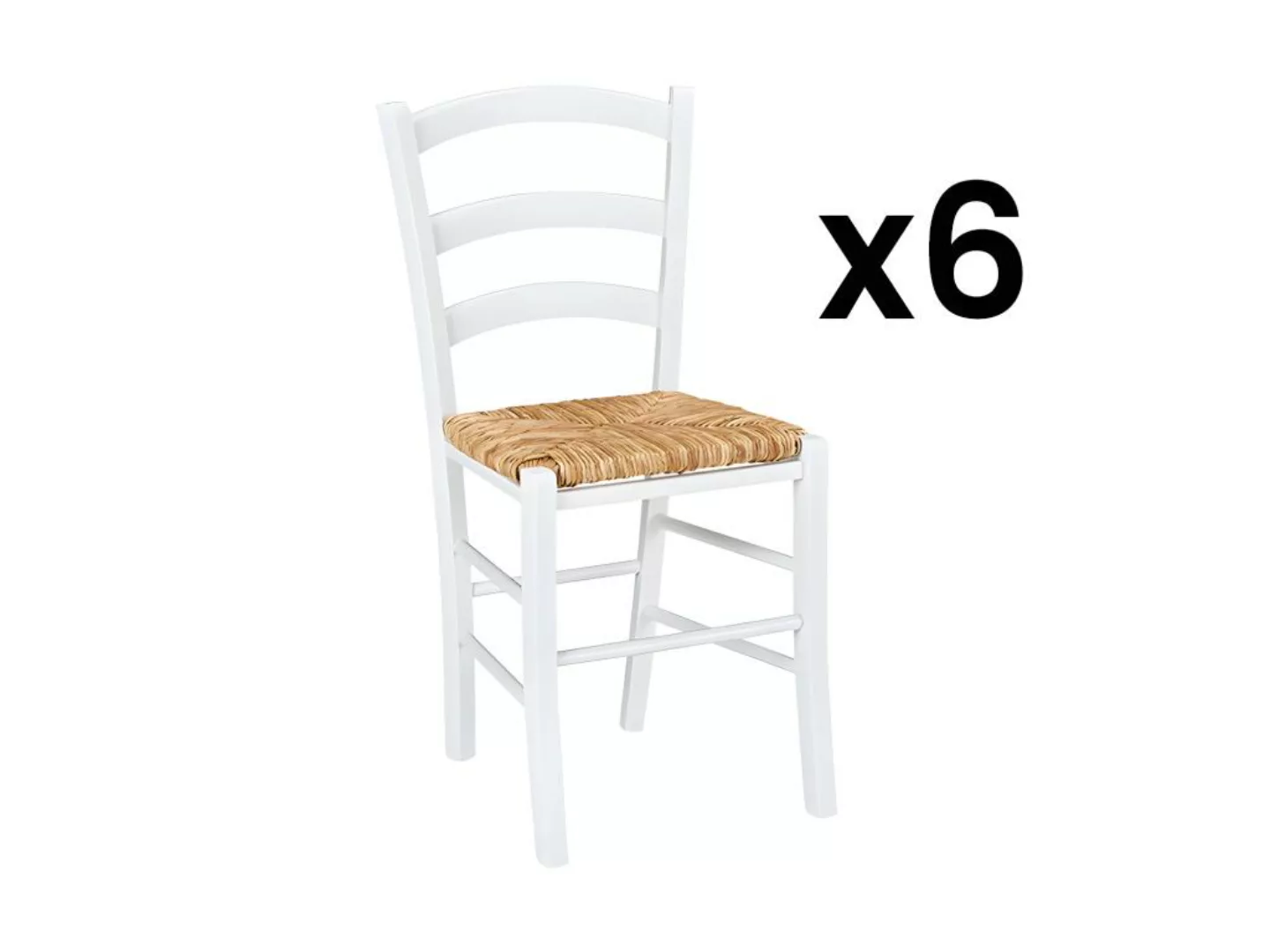 Stuhl 6er-Set - Massivholz - Weiß - PAYSANNE günstig online kaufen