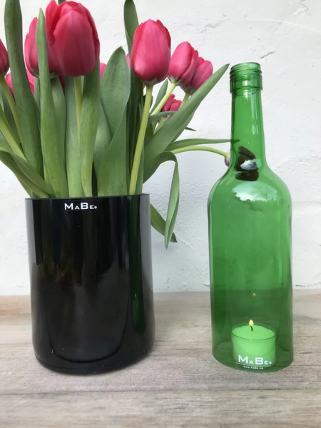 Windlicht® Aus Der Bordeauxflasche Mit Holzuntersetzer günstig online kaufen