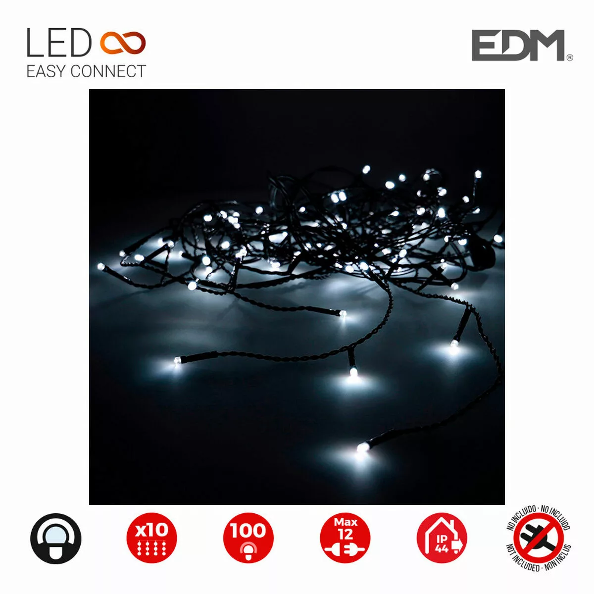 Led-lichtvorhang Edm Easy-connect Weiß 1,8 W (2 X 1 M) günstig online kaufen