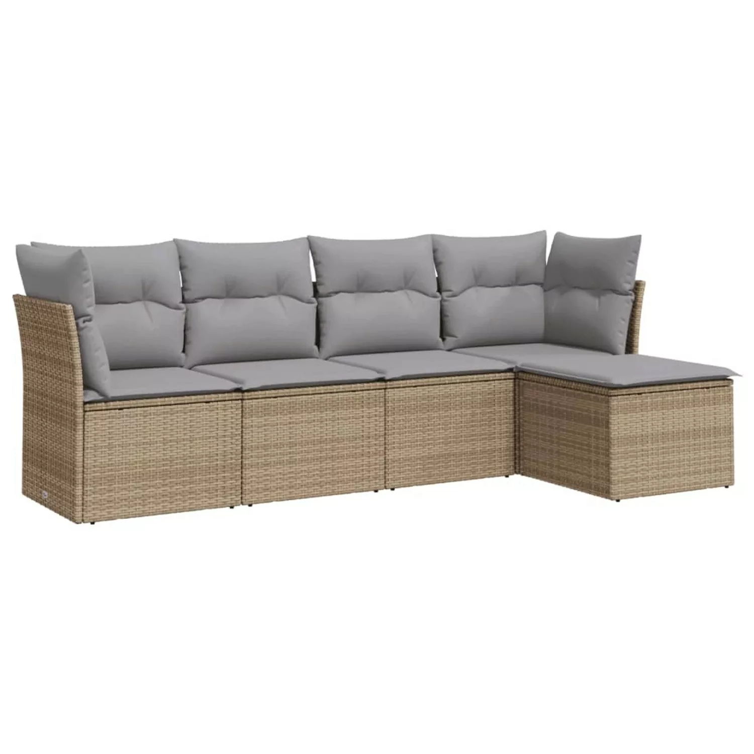 vidaXL 5-tlg Garten-Sofagarnitur mit Kissen Beige Poly Rattan Modell 11 günstig online kaufen