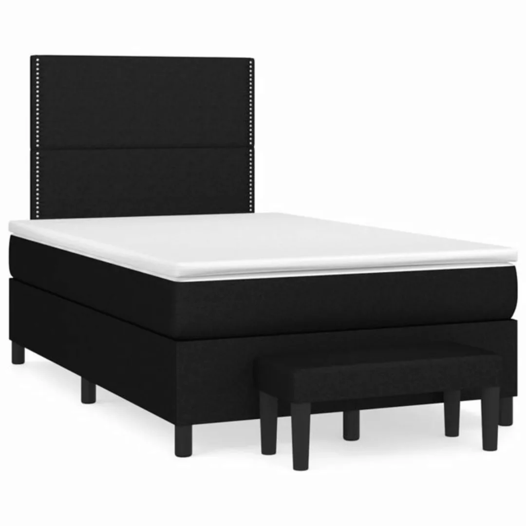 vidaXL Bettgestell Boxspringbett mit Matratze Schwarz 120x200 cm Stoff Bett günstig online kaufen