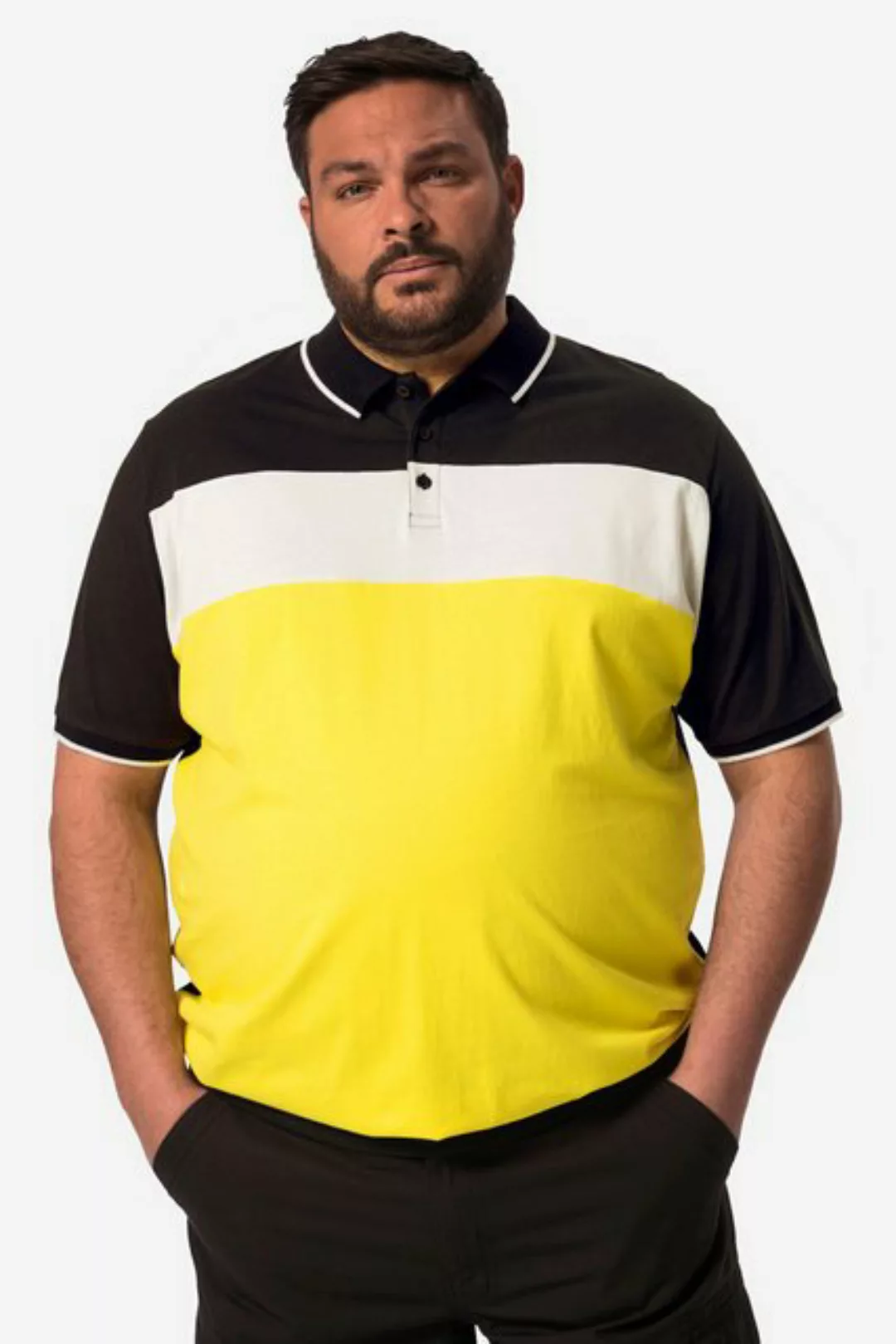 Men Plus Poloshirt Men+ Poloshirt Halbarm Bauchfit Colorblocking günstig online kaufen