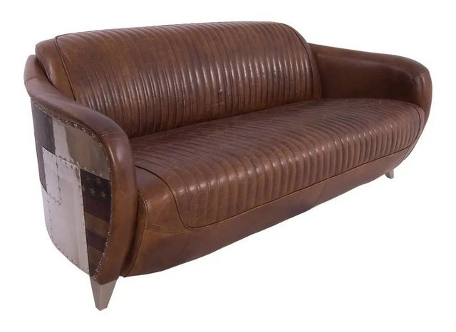 moebelfaktor 3-Sitzer Twin Peaks 3D Vintage-Cigar, Heftnähte, Vollholzgeste günstig online kaufen