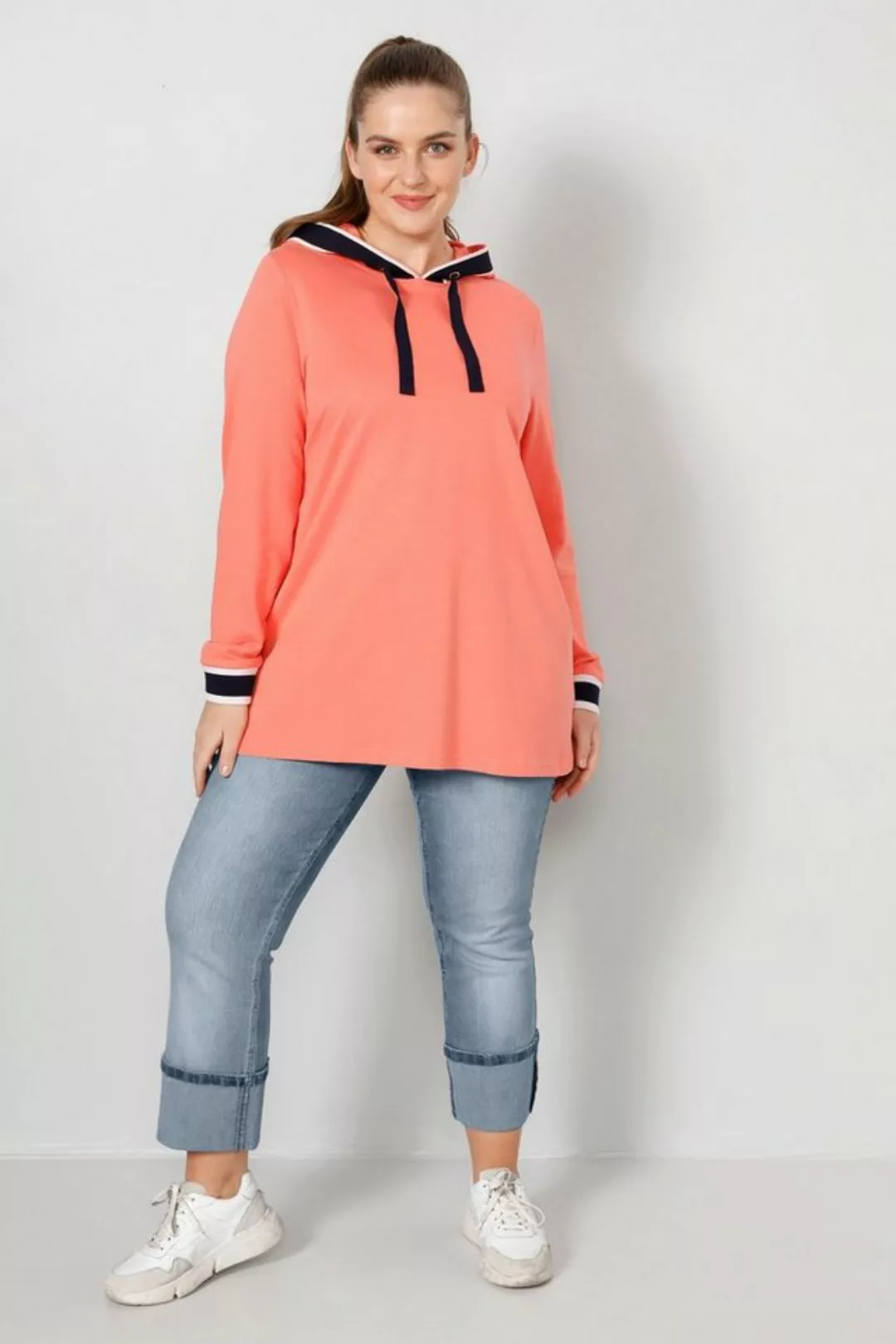 Janet & Joyce Sweatshirt Hoodie A-Line Kapuze und Langarm mit Zierband günstig online kaufen