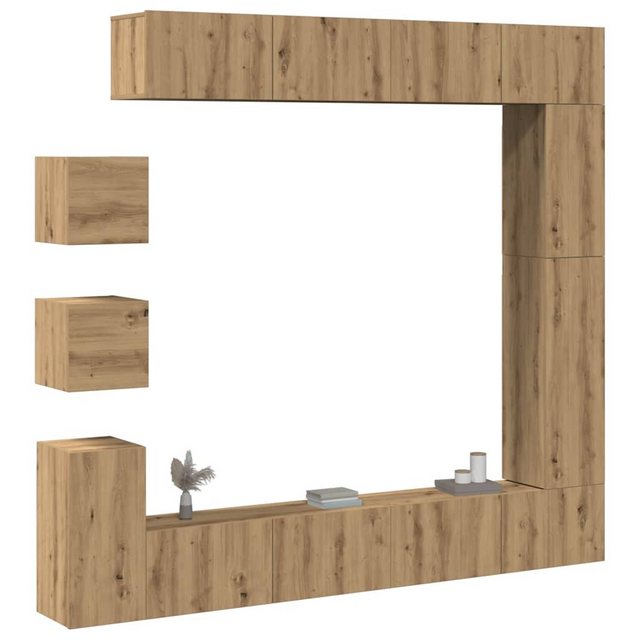 vidaXL Schrankmodule 9-tlg. TV-Schrank-Set Wandmontage Artisan-Eiche Holzwe günstig online kaufen