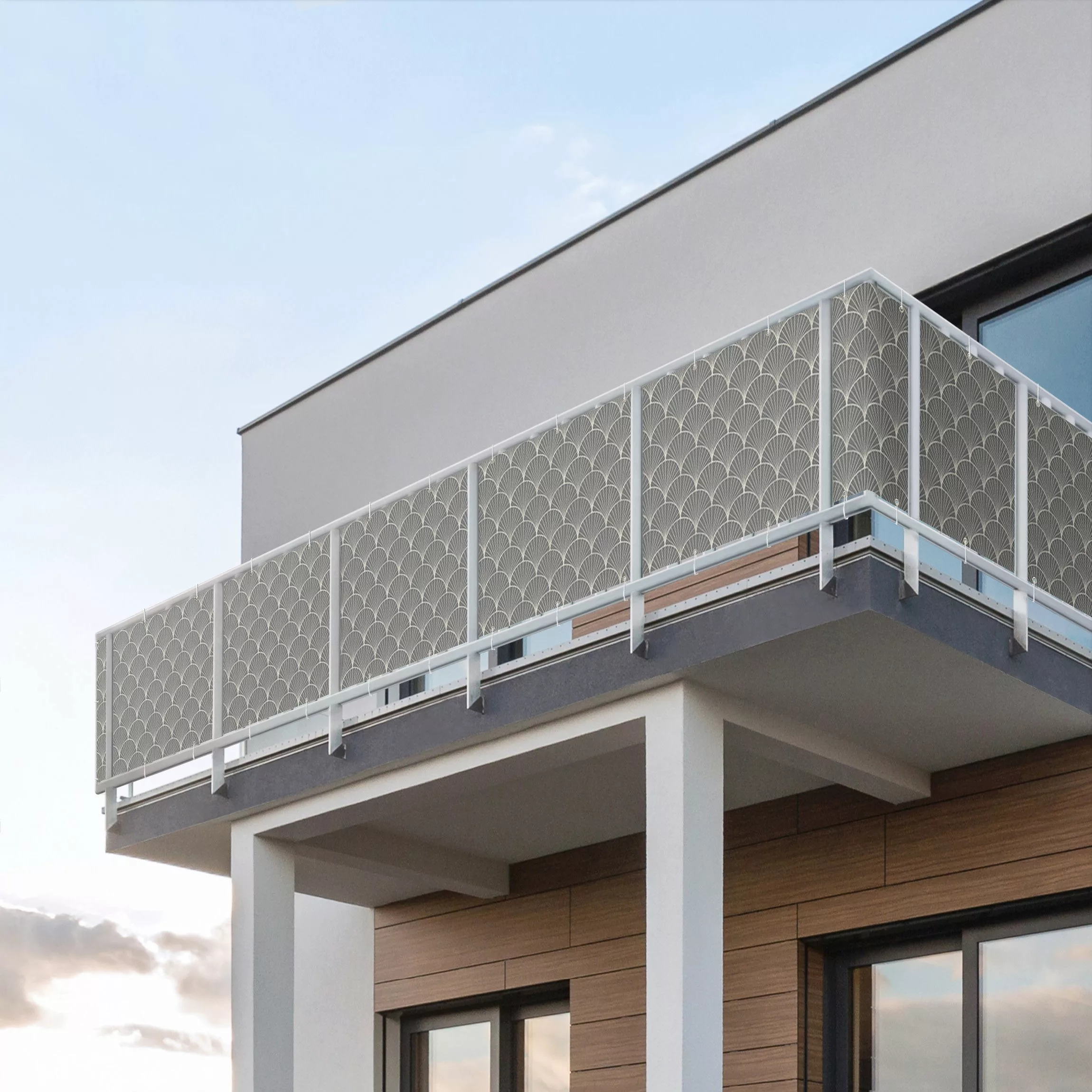 Balkon Sichtschutz Silberoptik Art Deco günstig online kaufen