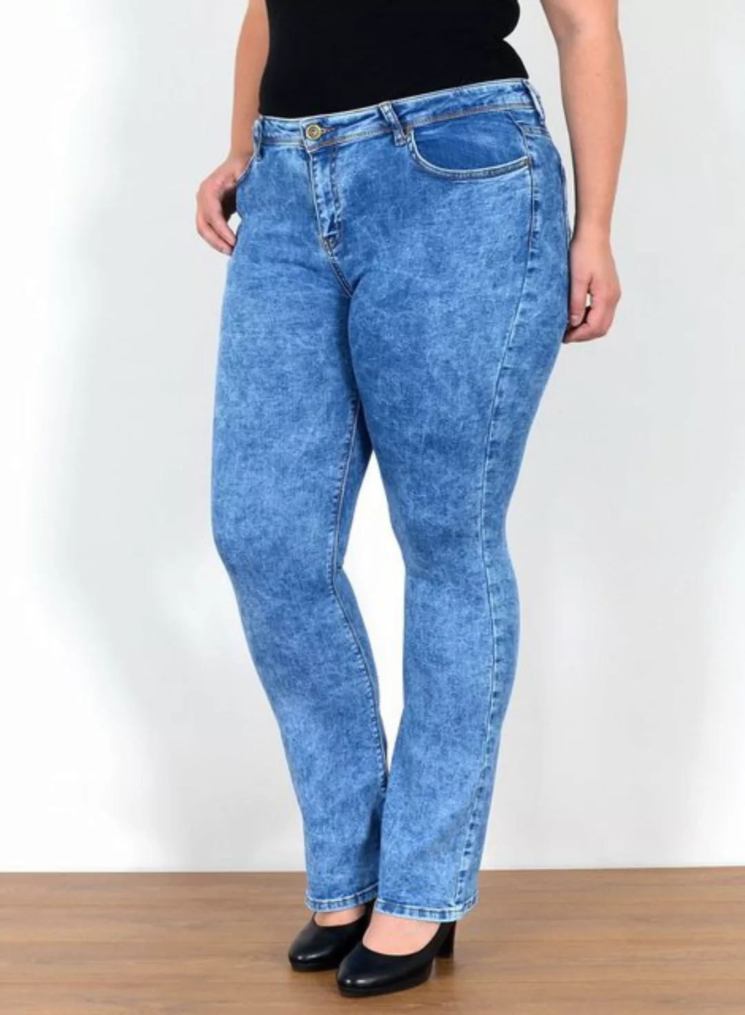 ESRA Bootcut-Jeans Stretch Jeans Damen High Waist Bootcut Schlaghose bis Pl günstig online kaufen