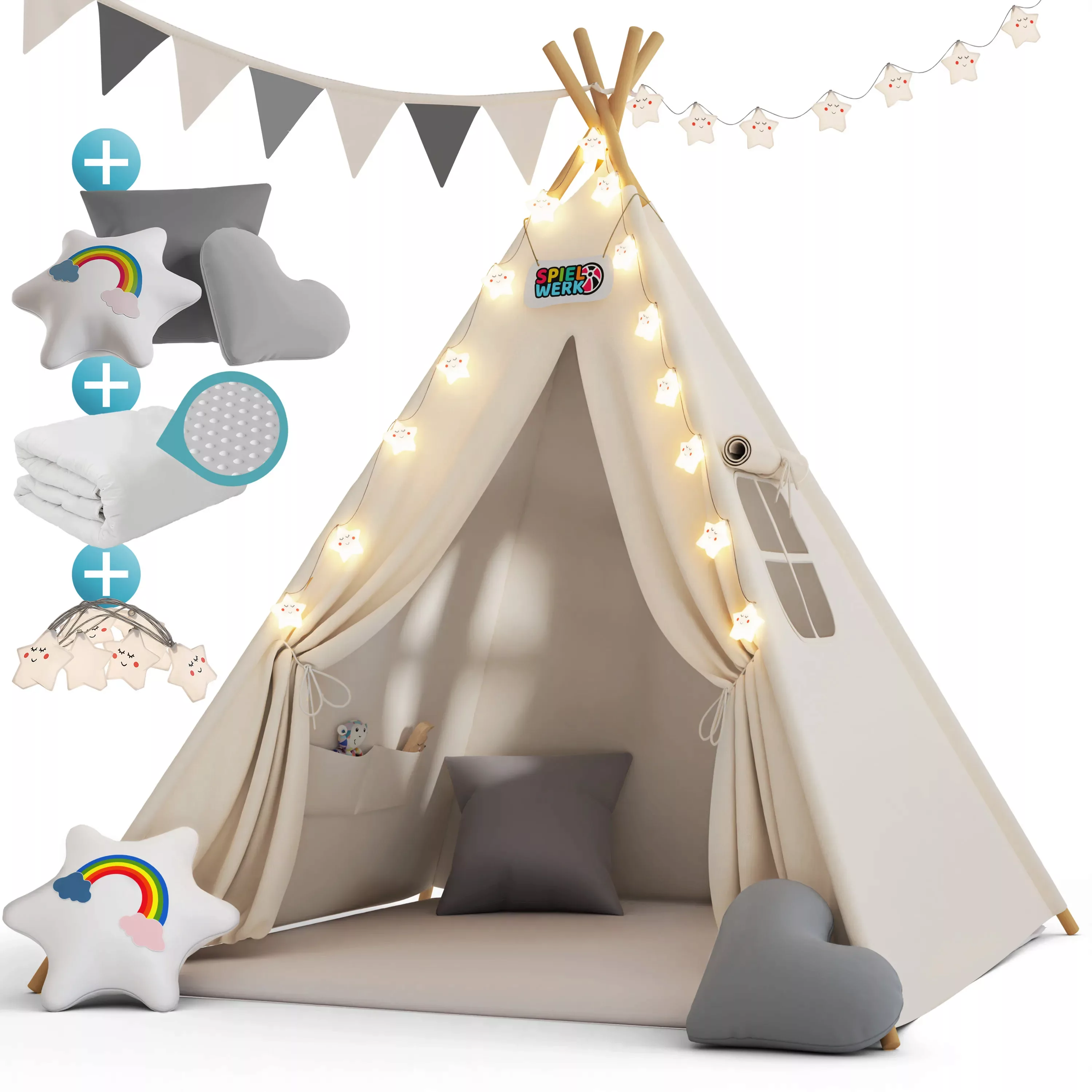 Tipi Spielzelt Weiß 160x130x130cm günstig online kaufen