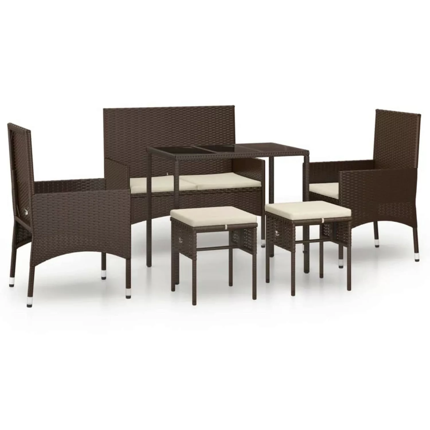 Vidaxl 6-tlg. Garten-lounge-set Mit Kissen Braun Poly Rattan günstig online kaufen