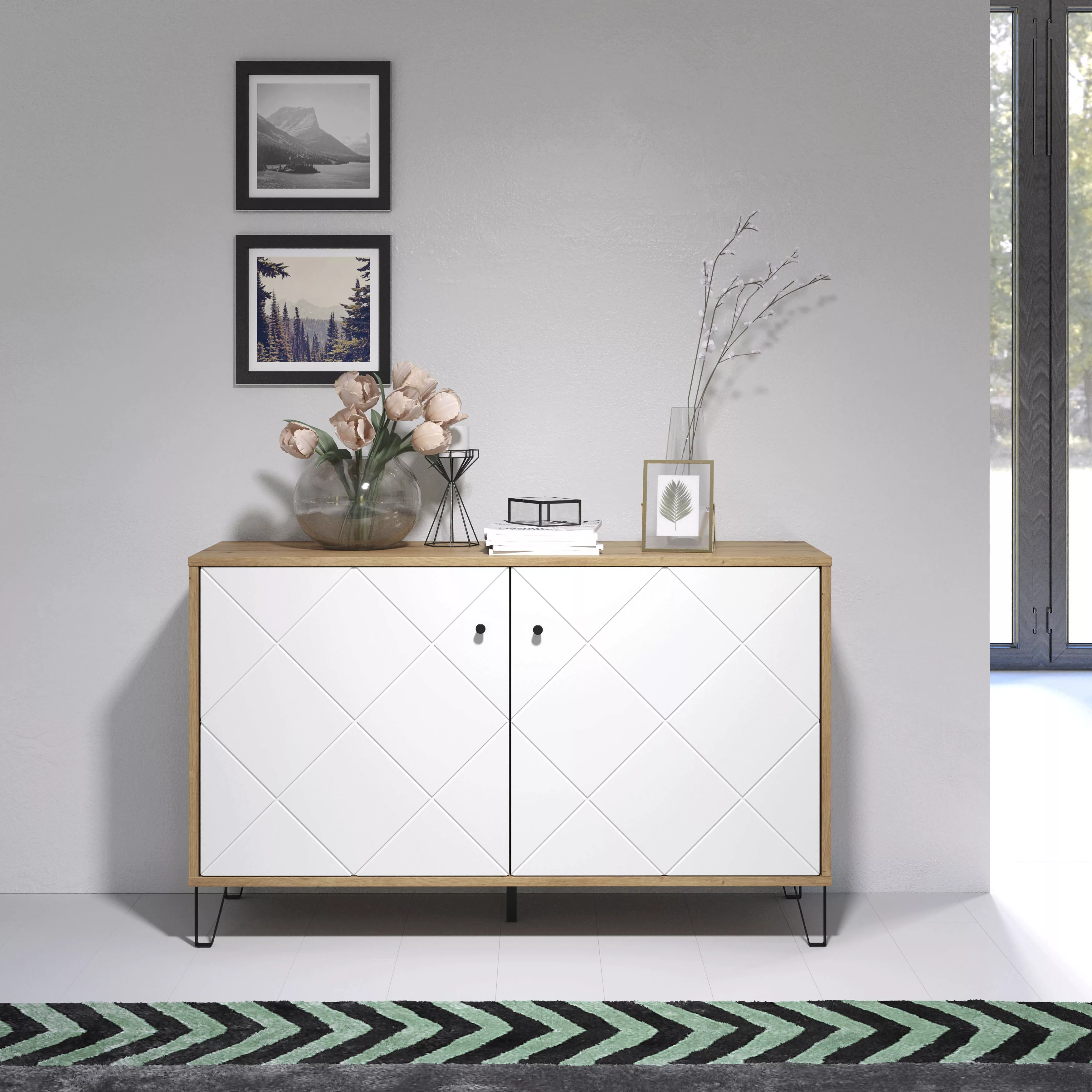 Places of Style Sideboard "Tarragona", Fräsungen in Rautenoptik günstig online kaufen