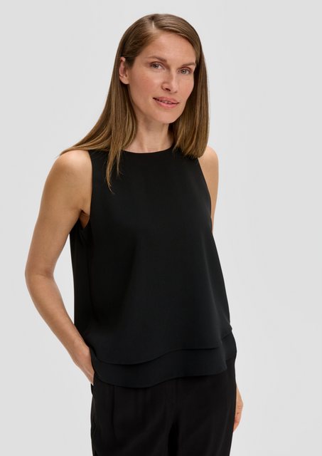 s.Oliver BLACK LABEL Blusentop Top aus Crêpe mit Layering-Detail Layering günstig online kaufen