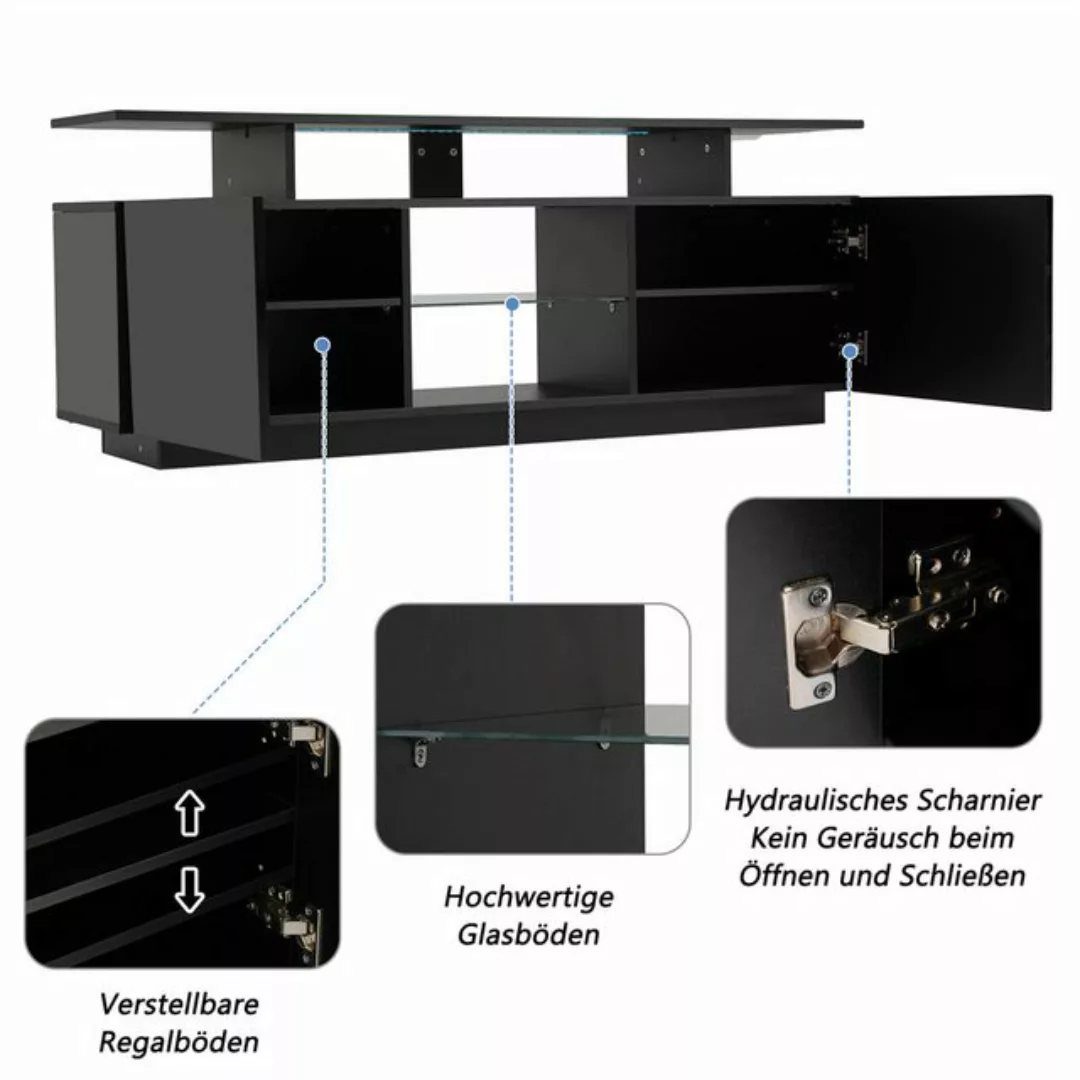 autolock TV-Schrank Moderner TV-Ständer mit 16-farbigen LED-Leuchten für 60 günstig online kaufen
