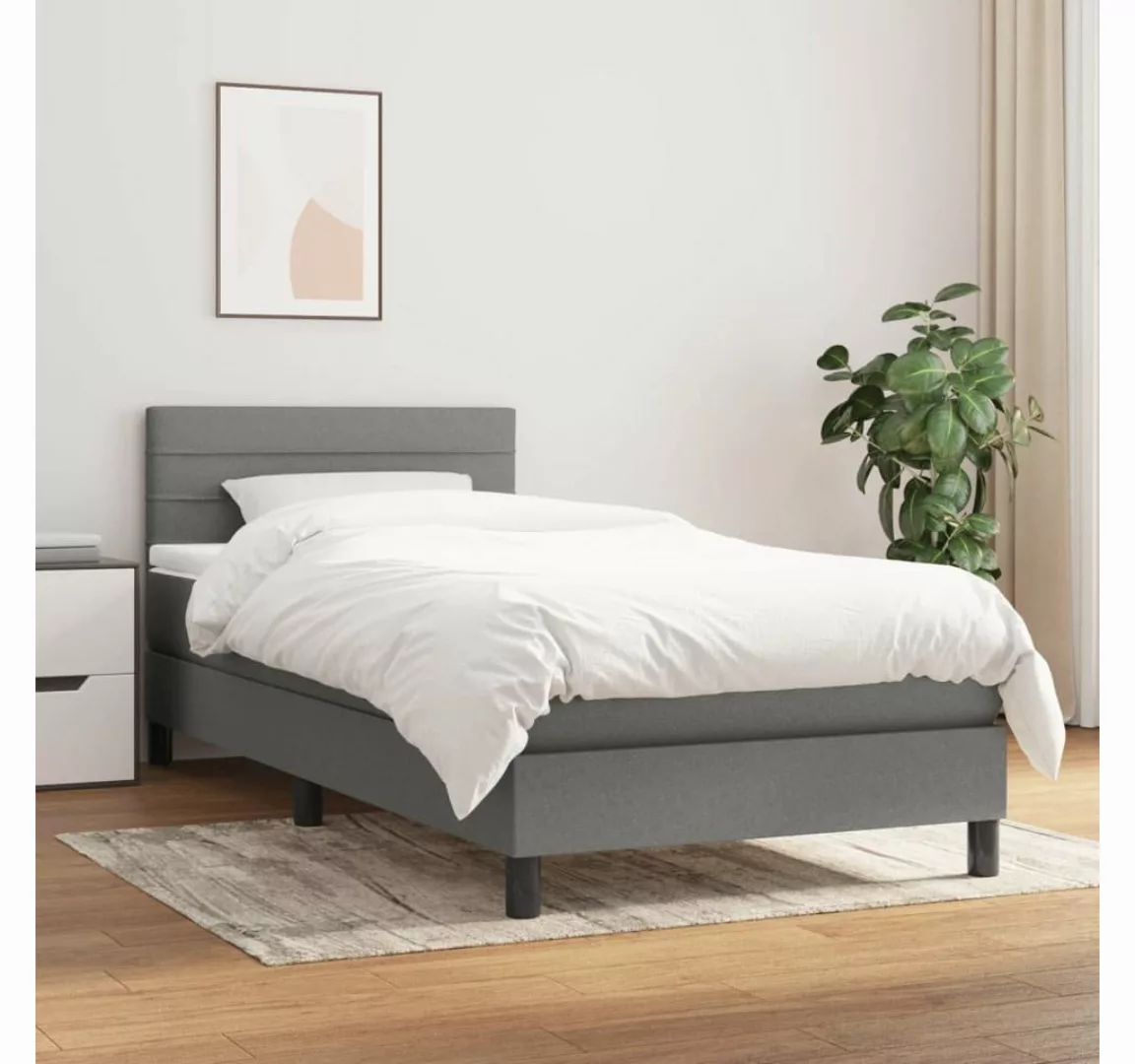 furnicato Bett Boxspringbett mit Matratze Dunkelgrau 100x200 cm Stoff günstig online kaufen