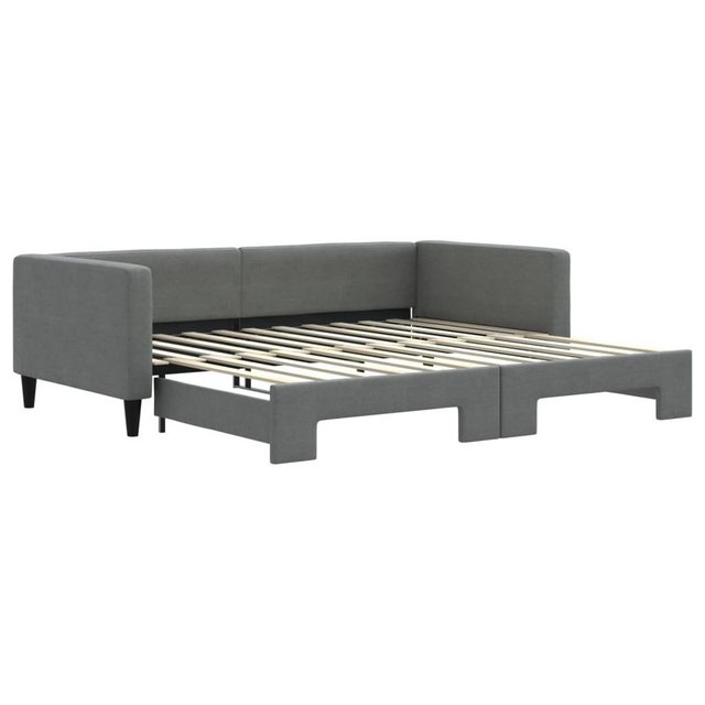 vidaXL Gästebett Tagesbett Ausziehbar Dunkelgrau 100x200 cm Stoff Gästebett günstig online kaufen