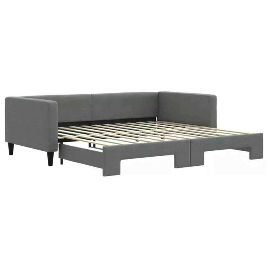 furnicato Bett Tagesbett Ausziehbar Dunkelgrau 100x200 cm Stoff (1-tlg) günstig online kaufen