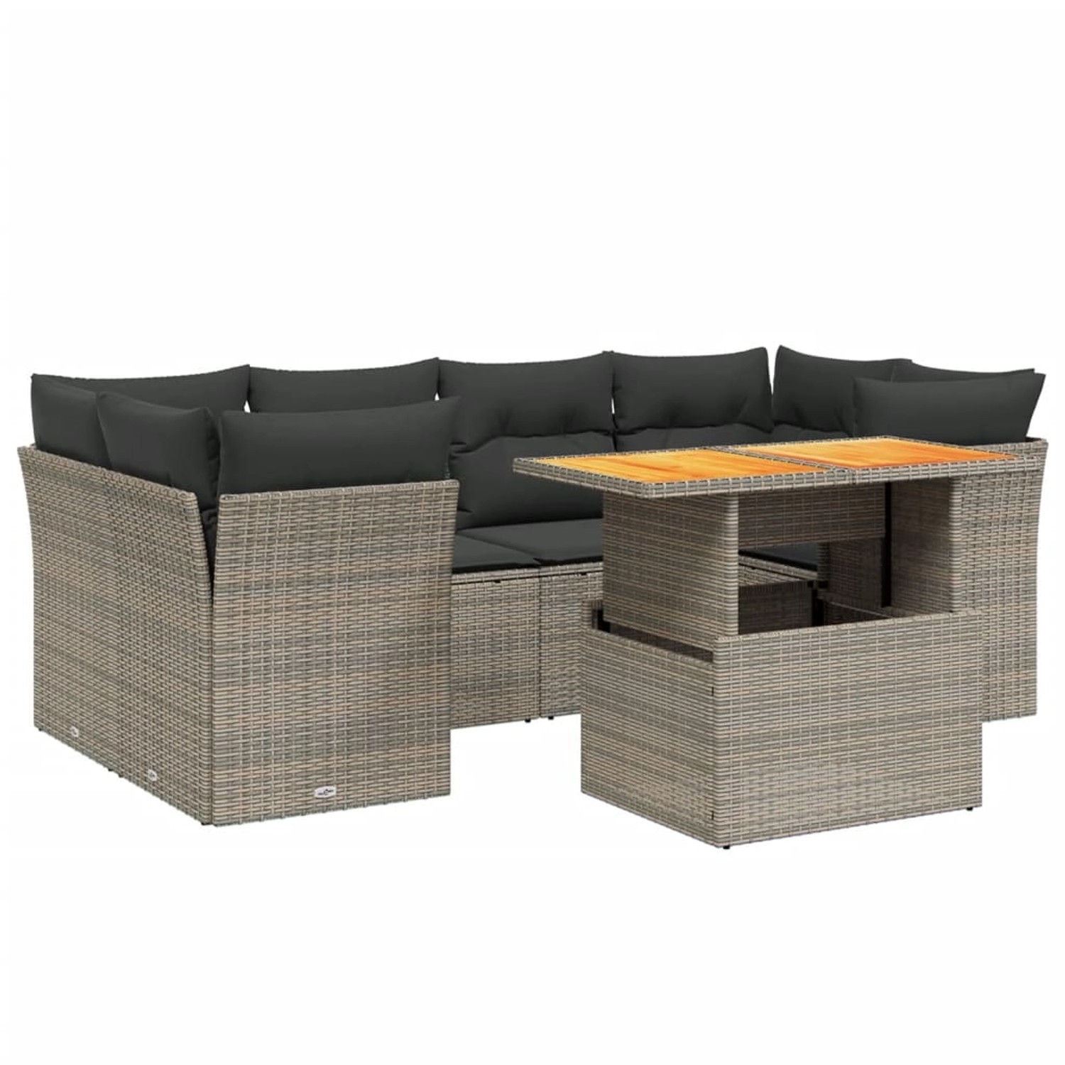 vidaXL 7-Tlg Garten-Sofagarnitur mit Kissen Grau Poly Rattan 3270689 günstig online kaufen
