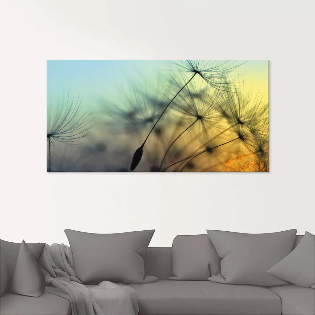 Artland Glasbild "Goldener Sonnenuntergang und Pusteblumen", Blumen, (1 St. günstig online kaufen