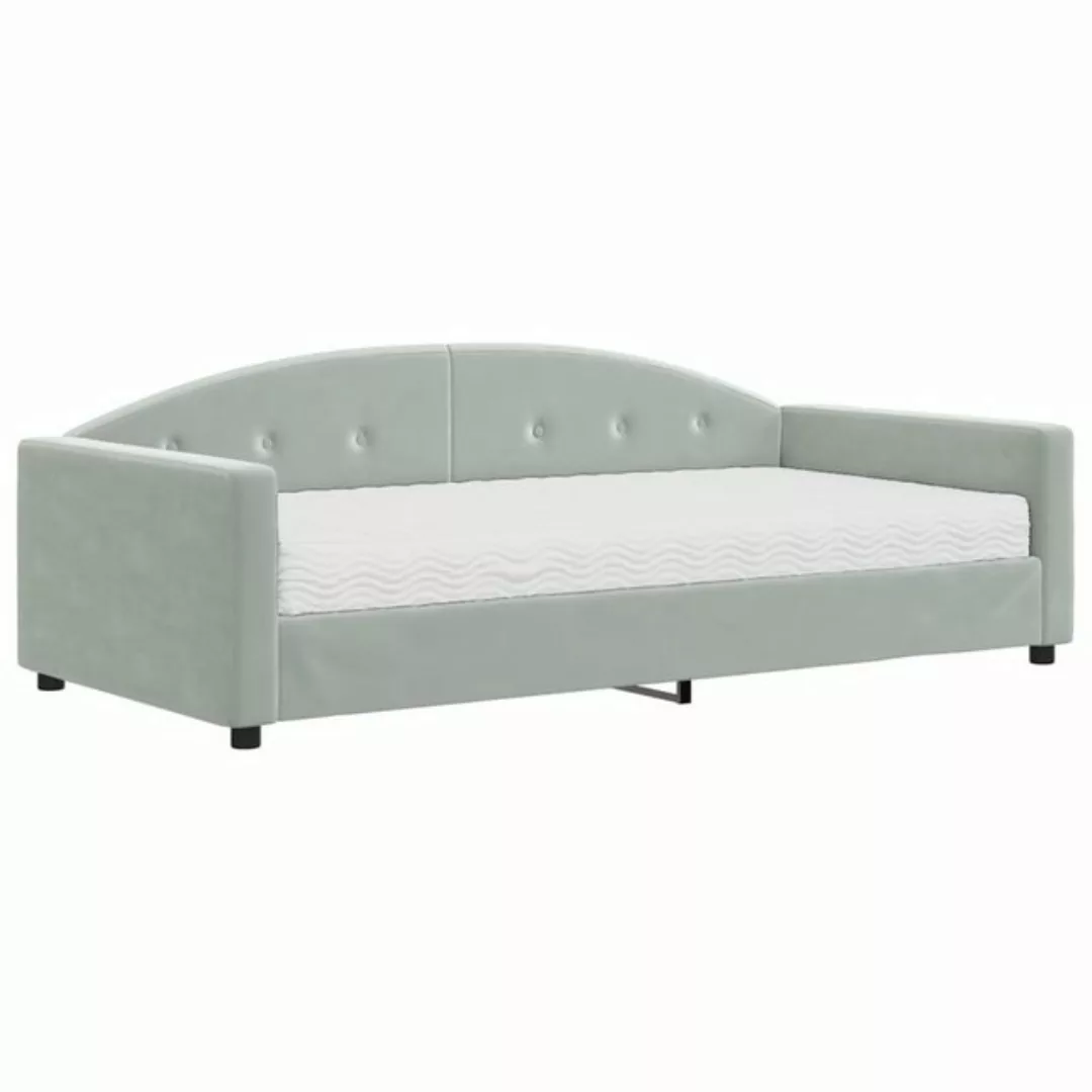 vidaXL Bett Tagesbett mit Matratze Hellgrau 100x200 cm Samt günstig online kaufen