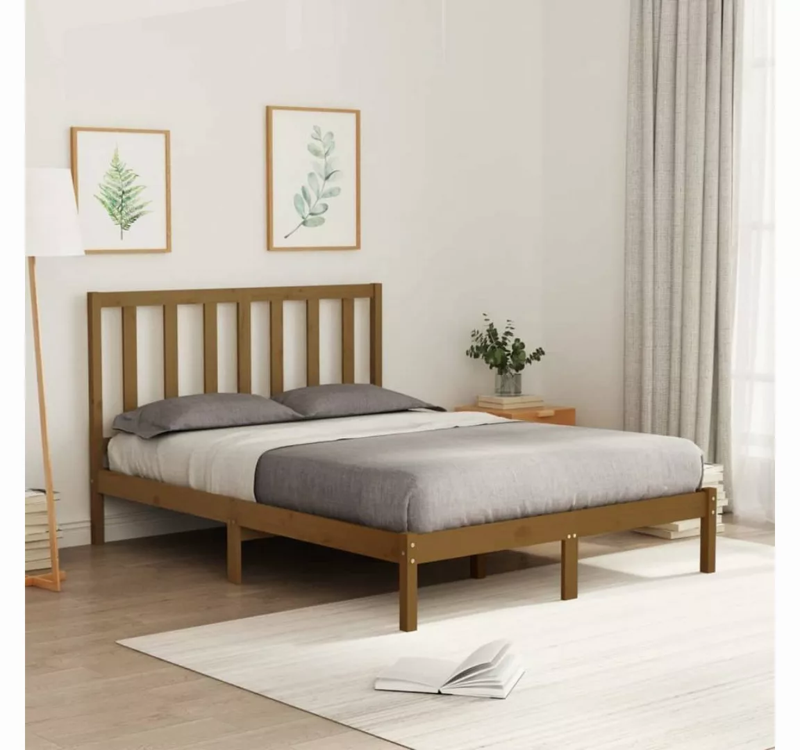 vidaXL Bett Massivholzbett Honigbraun 120x200 cm günstig online kaufen
