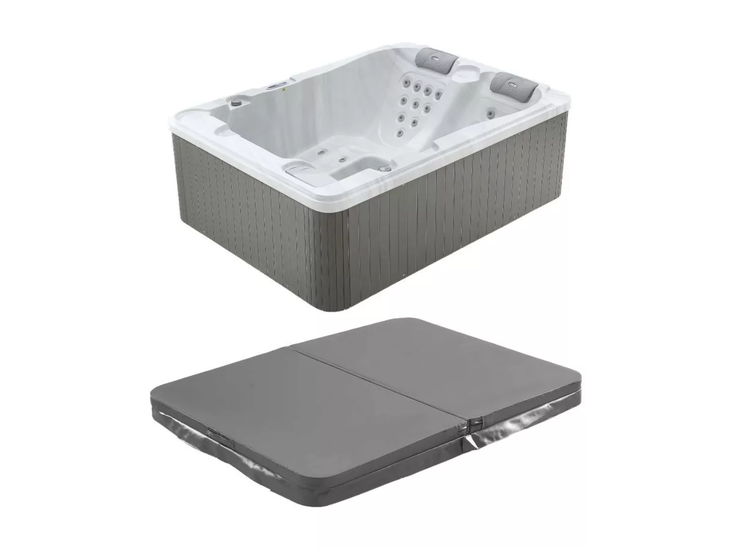 Whirlpool 3 Plätze mit Abdeckung - Perlweiß - 35 Düsen - 210 x 158 x 73 cm günstig online kaufen