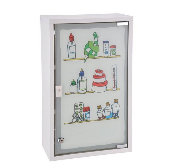 Spetebo Medizinschrank XXL Metall Medizinschrank Glastür bunt - 50x30 cm (S günstig online kaufen