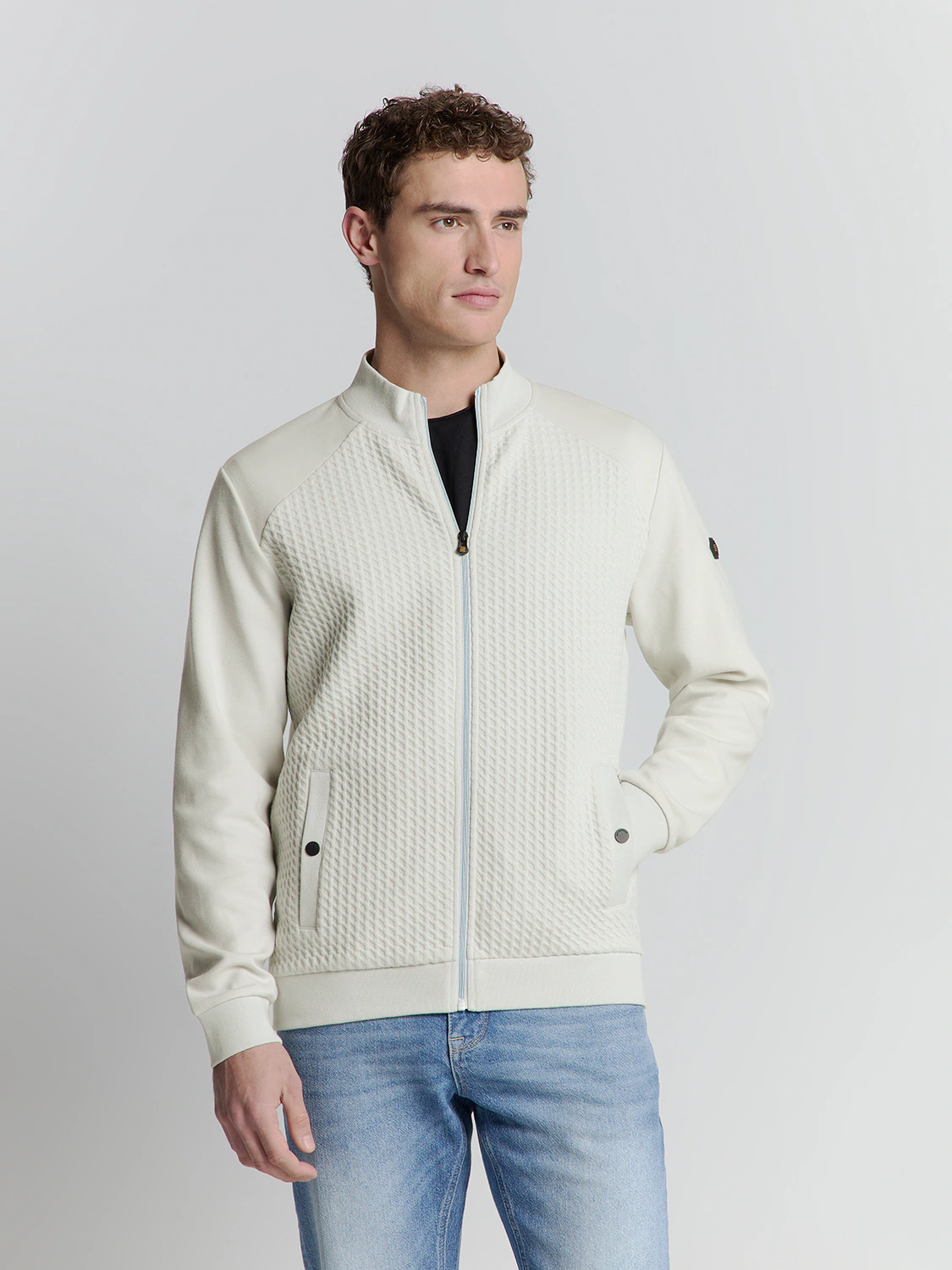 NO EXCESS Sweater "No Excess Jacquard sweatshirt mit Vollreißverschluss" günstig online kaufen