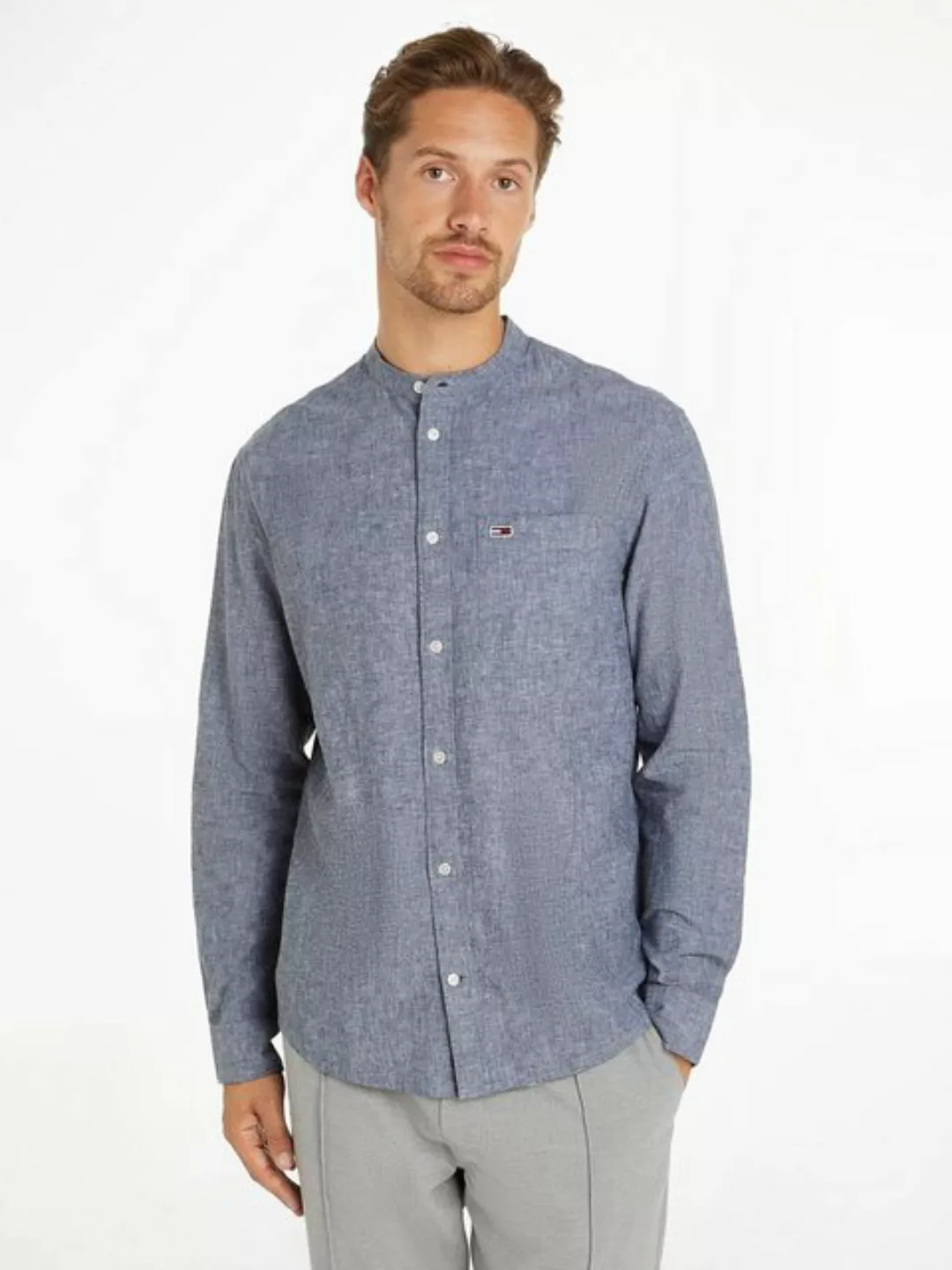 Tommy Jeans Langarmhemd TJM REG MAO LINEN BLEND SHIRT in melierter Optik günstig online kaufen