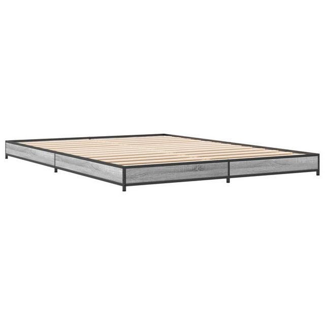 vidaXL Bett Bettgestell Grau Sonoma 150x200 cm Holzwerkstoff und Metall günstig online kaufen