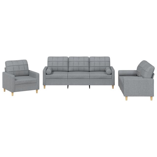 vidaXL Sofa Sofagarnitur mit Kissen Stoff, mit Zierkissen, Hellgrau günstig online kaufen