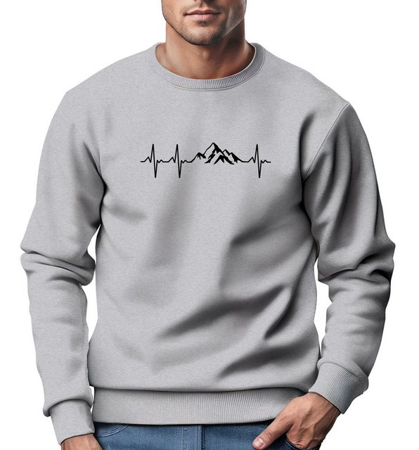 Neverless Sweatshirt Sweatshirt Herren Wandern Berge Herzschlag Outdoor Run günstig online kaufen