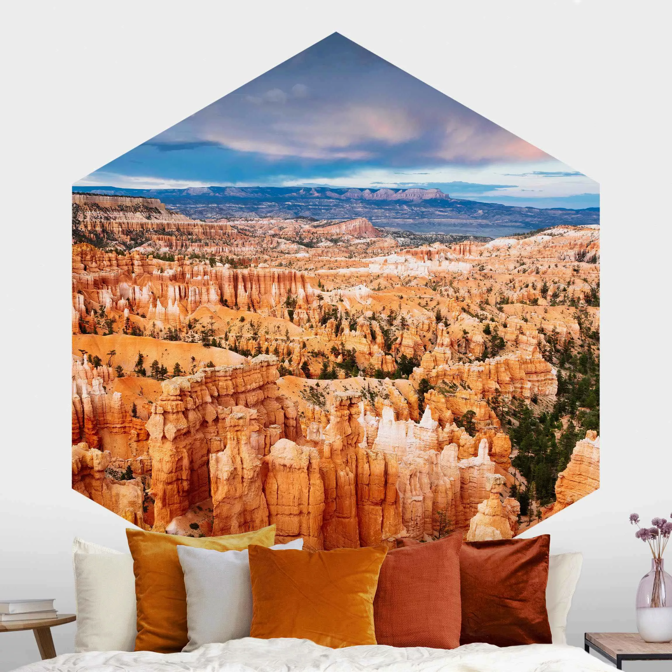 Hexagon Fototapete selbstklebend Farbenpracht des Grand Canyon günstig online kaufen