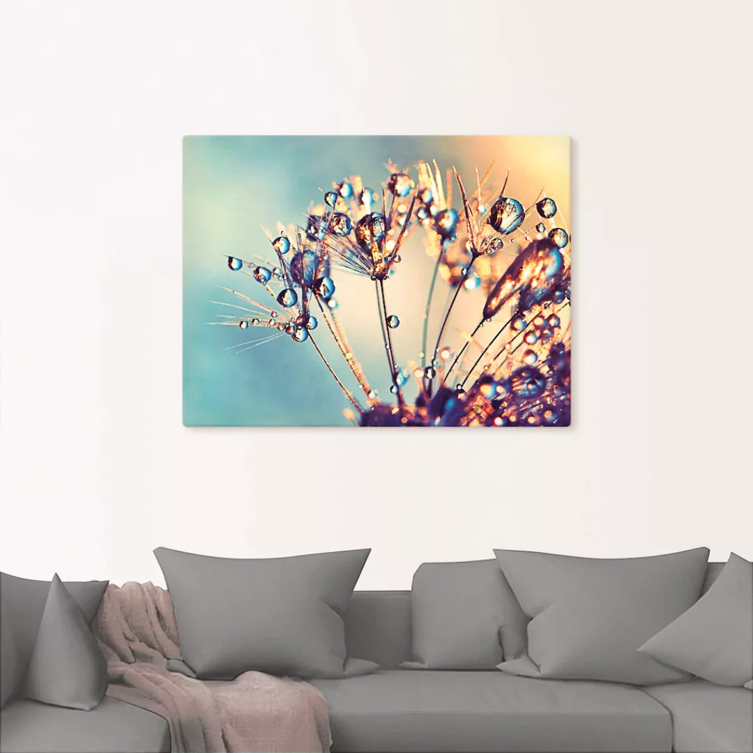 Artland Wandbild »Pusteblume Glitzertau«, Blumen, (1 St.), als Leinwandbild günstig online kaufen