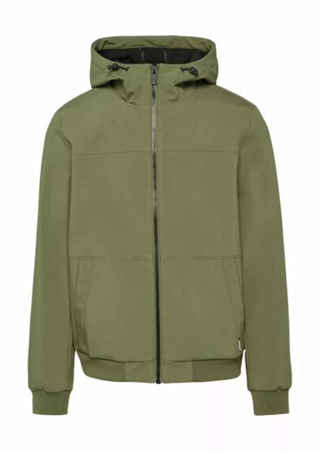 QS Allwetterjacke Softshelljacke mit Kapuze und Rippbündchen Teilungsnaht günstig online kaufen