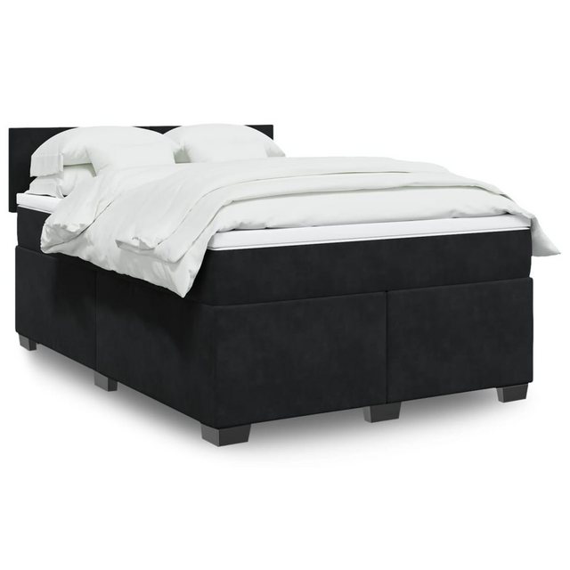 vidaXL Boxspringbett, Boxspringbett mit Matratze Schwarz 140x190 cm Stoff günstig online kaufen