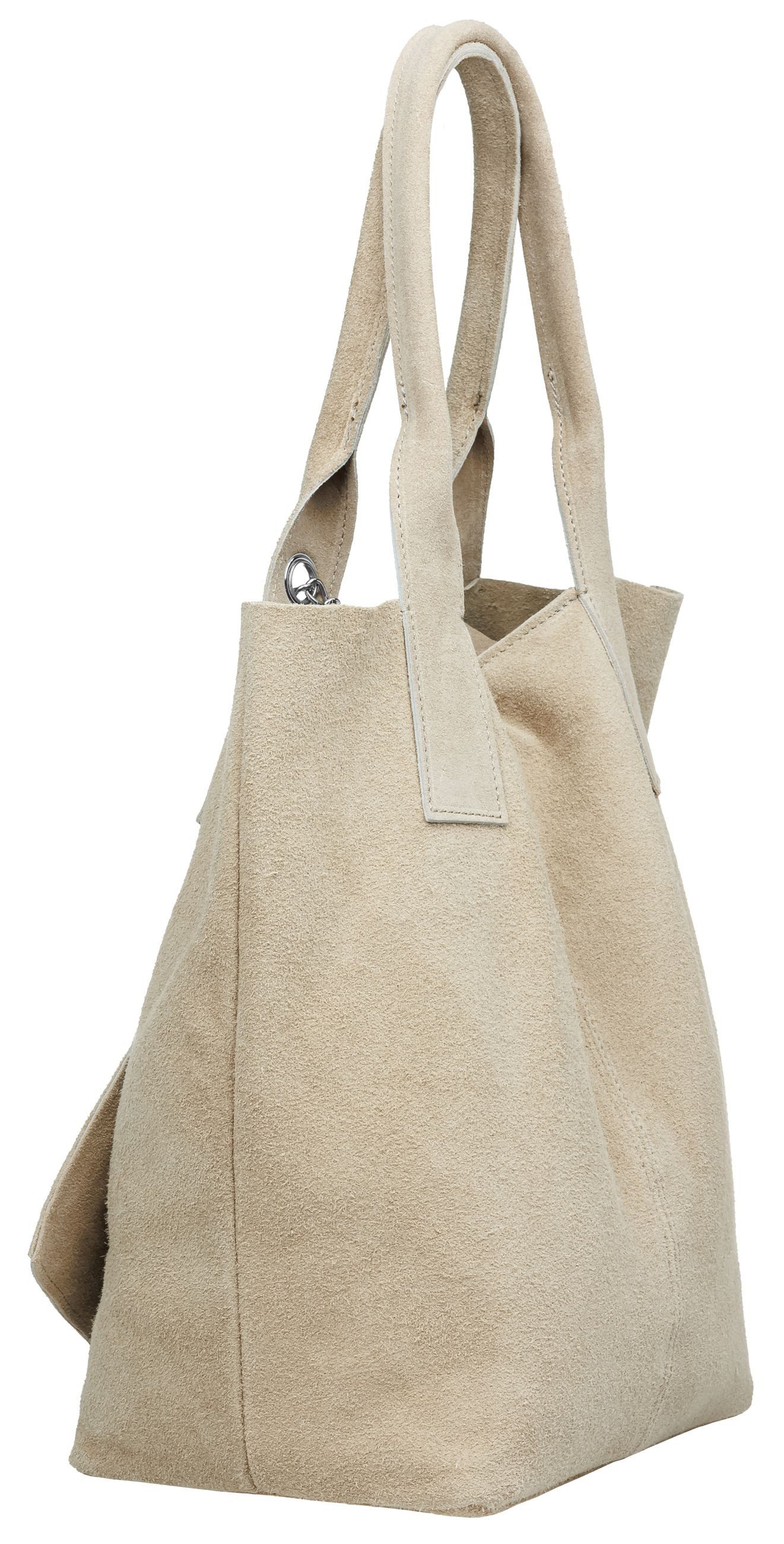 Caspar Schultertasche große Wildleder Shopper Damen günstig online kaufen