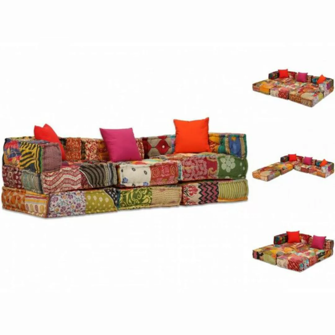 vidaXL Sofa 3-Sitzer Modularer Pouf Patchwork Stoff günstig online kaufen