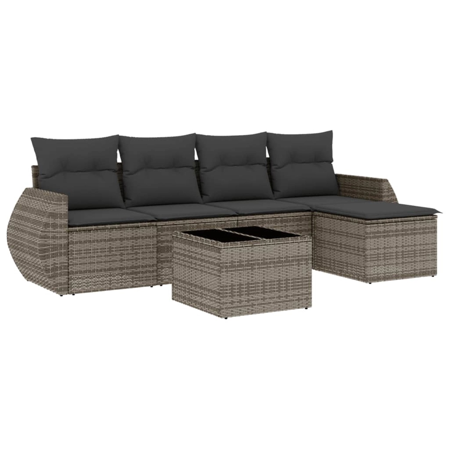 vidaXL 6-Tlg Garten-Sofagarnitur mit Kissen Grau Poly Rattan 3253637 günstig online kaufen