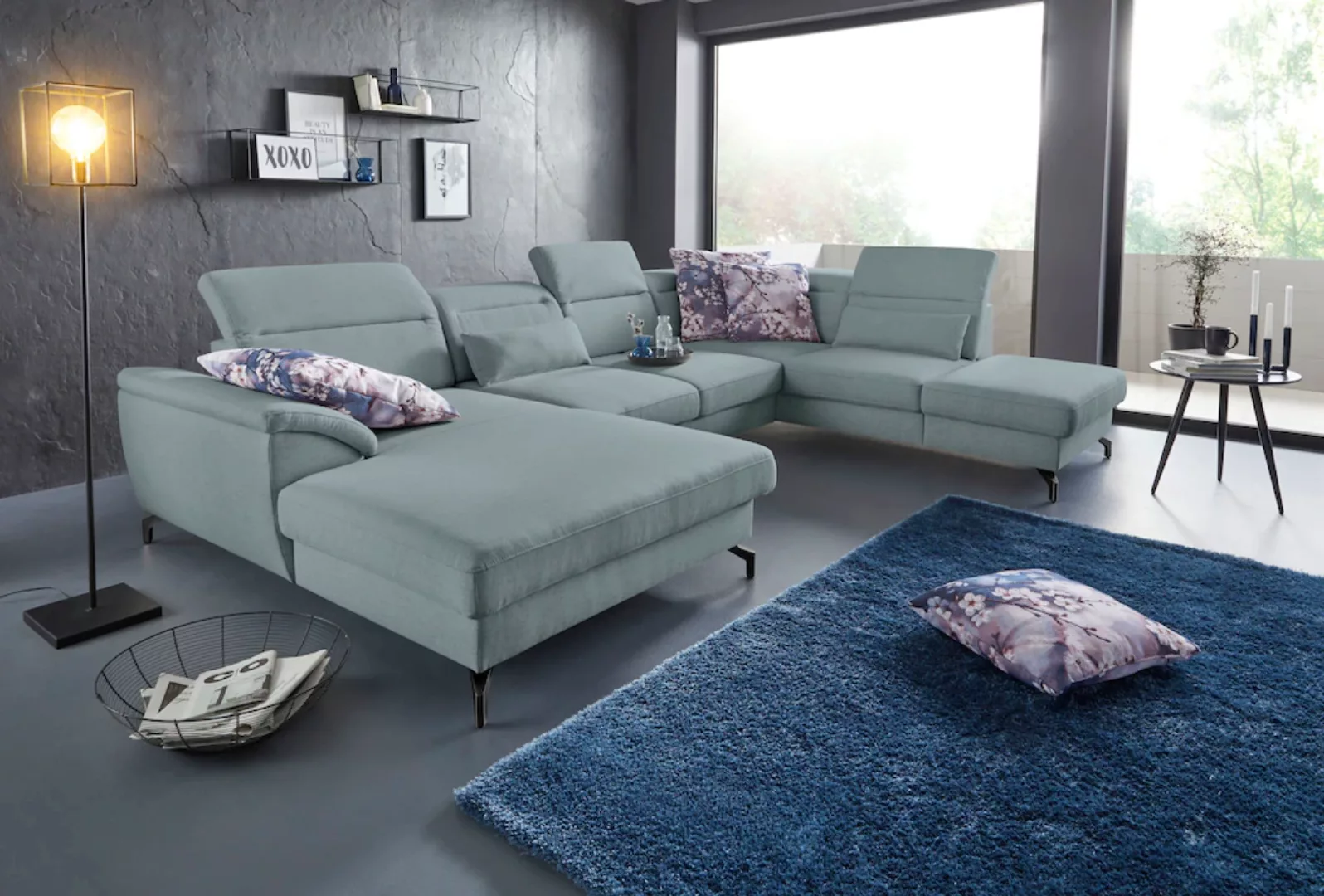 sit&more Wohnlandschaft "Percy U-Form", 12 cm Fußhöhe, Sitztiefenverstellun günstig online kaufen