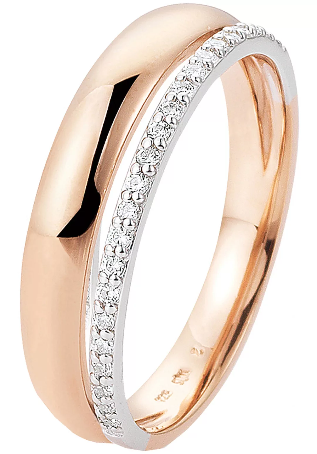 JOBO Fingerring, 585 Roségold bicolor mit 23 Diamanten günstig online kaufen