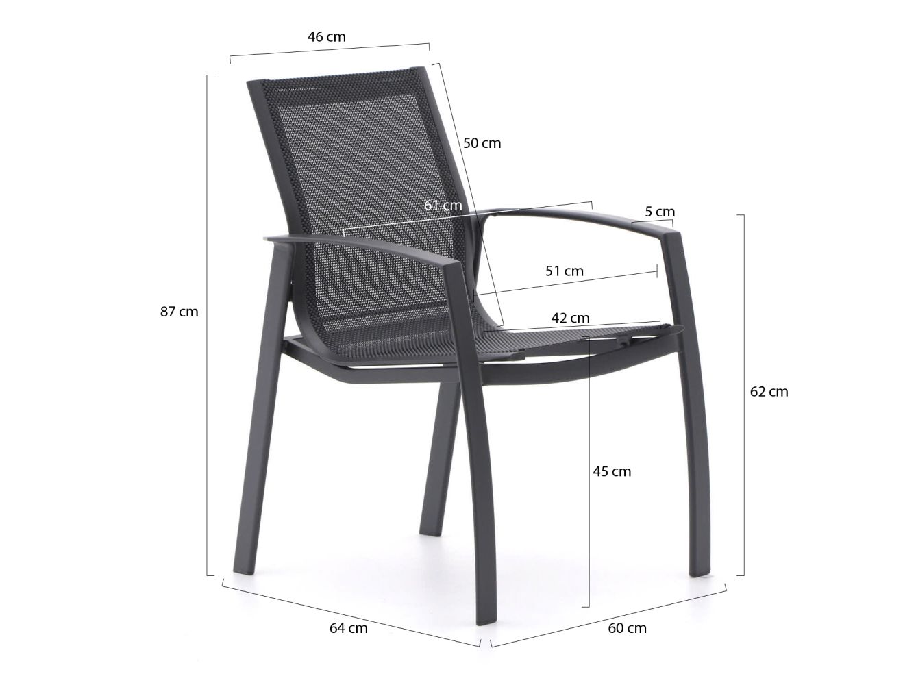 R&S Design Altea/Fidenza 90 cm Gartenmöbel-Set 5-teilig stapelbar günstig online kaufen