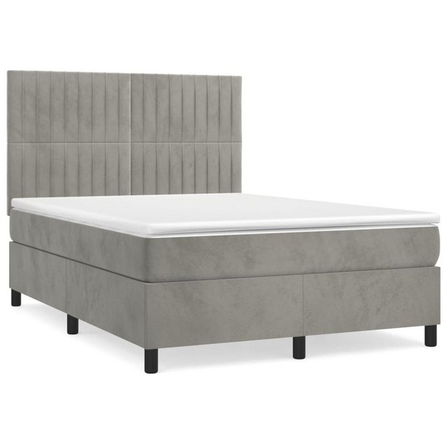 vidaXL Boxspringbett mit Matratze Hellgrau 140x190 cm Samt1466136 günstig online kaufen