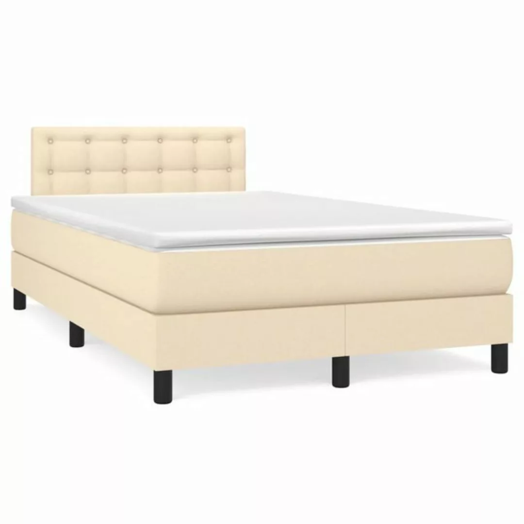 vidaXL Bettgestell Boxspringbett mit Matratze Creme 120x200 cm Stoff Bett B günstig online kaufen