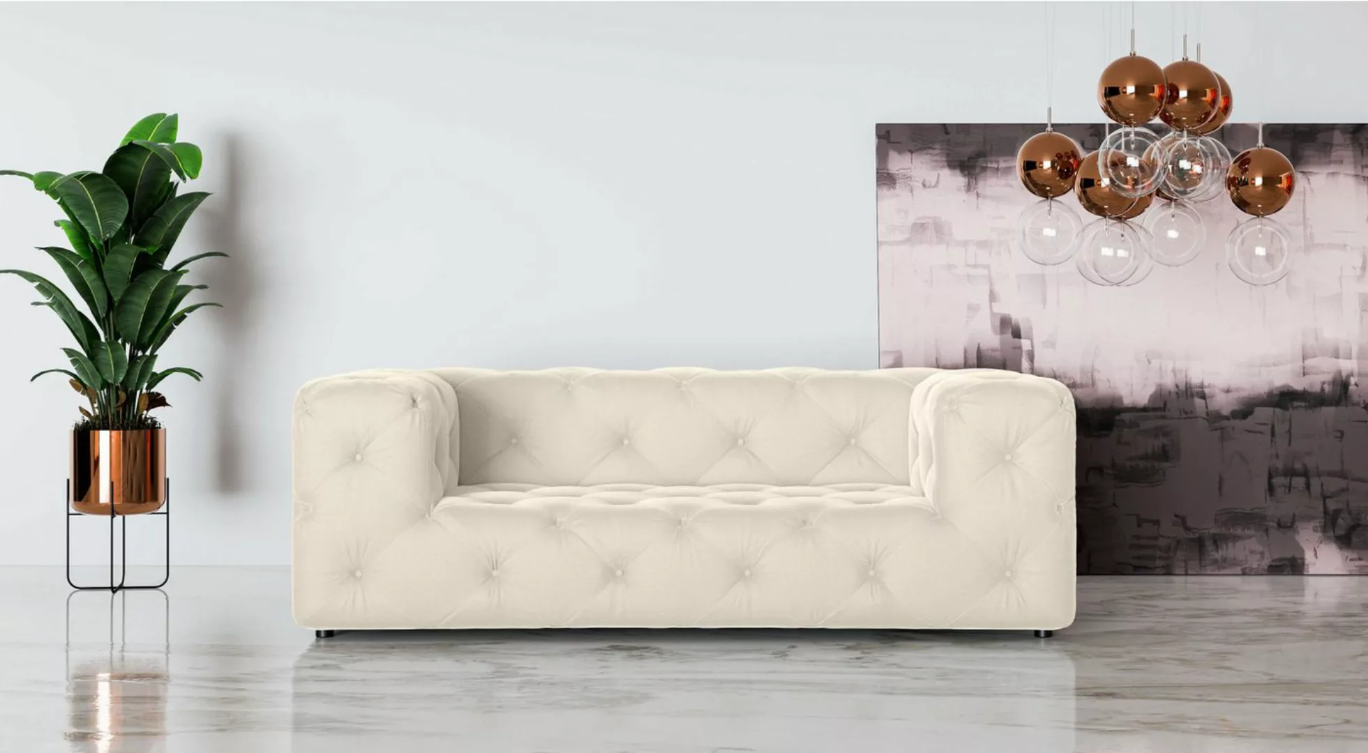 Places of Style 2-Sitzer FOLLINA, 2-Sitzer Sofa mit klassischer Chesterfiel günstig online kaufen