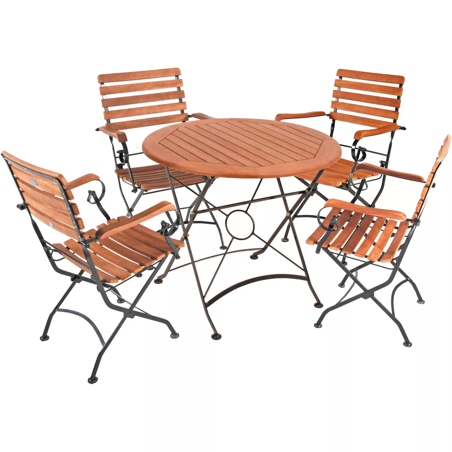 Garden Pleasure Gartenmöbel-Set Wien 5-teilig mit Runder Klaptisch Braun FS günstig online kaufen