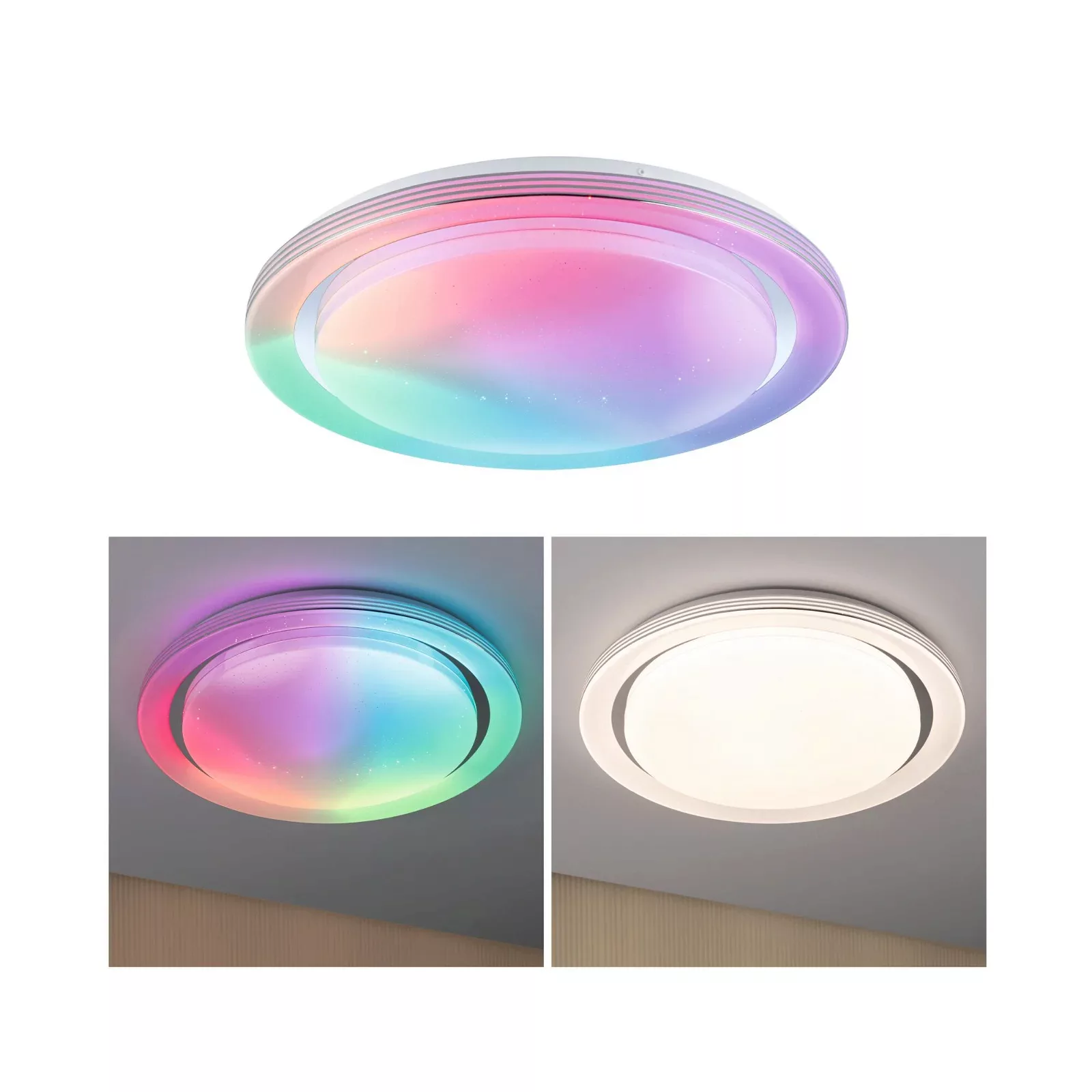 LED Deckenleuchte Rainbow RGBW in Chrom und Weiß 38,5W 2800lm günstig online kaufen