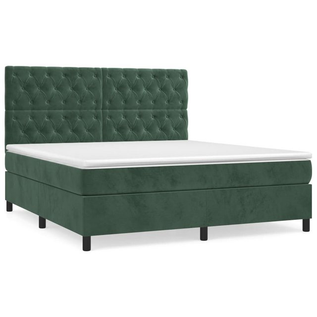 vidaXL Boxspringbett, Boxspringbett mit Matratze Dunkelgrün 160x200 cm Samt günstig online kaufen