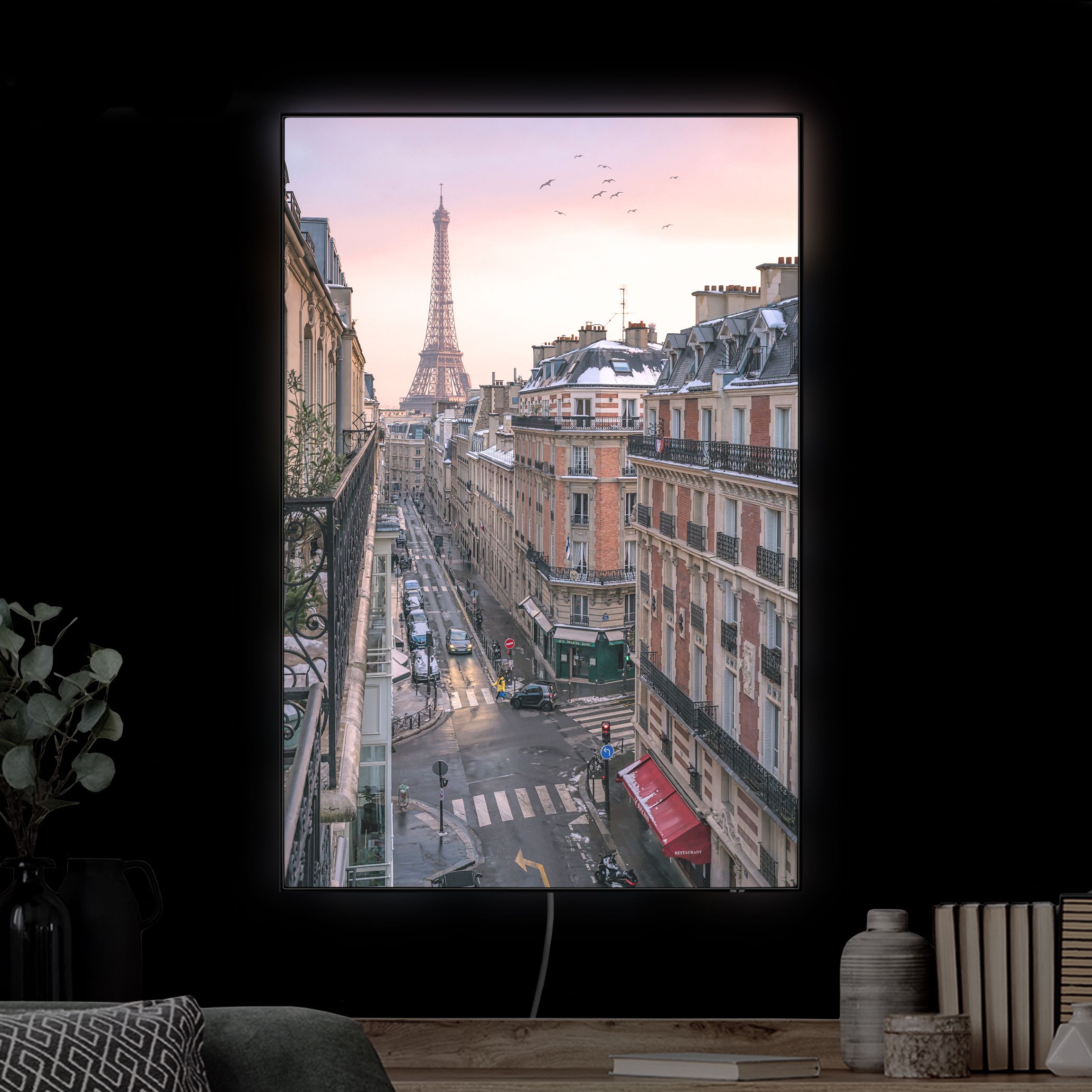 LED-Wechselbild Eiffelturm bei Sonnenuntergang günstig online kaufen